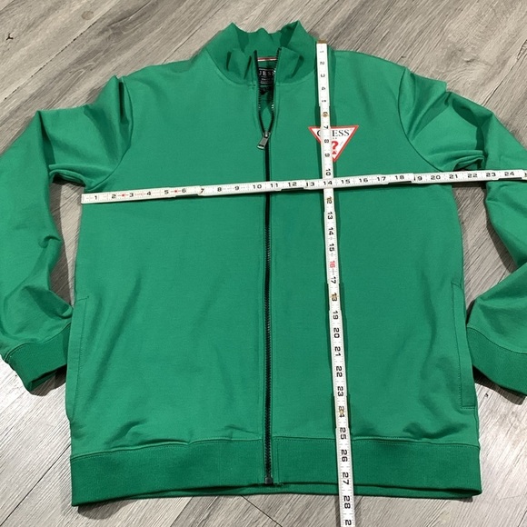 Guess Green Full Zip Slim Fit French Terry Long Sleeve Jacket size M - Picture 8 of 10